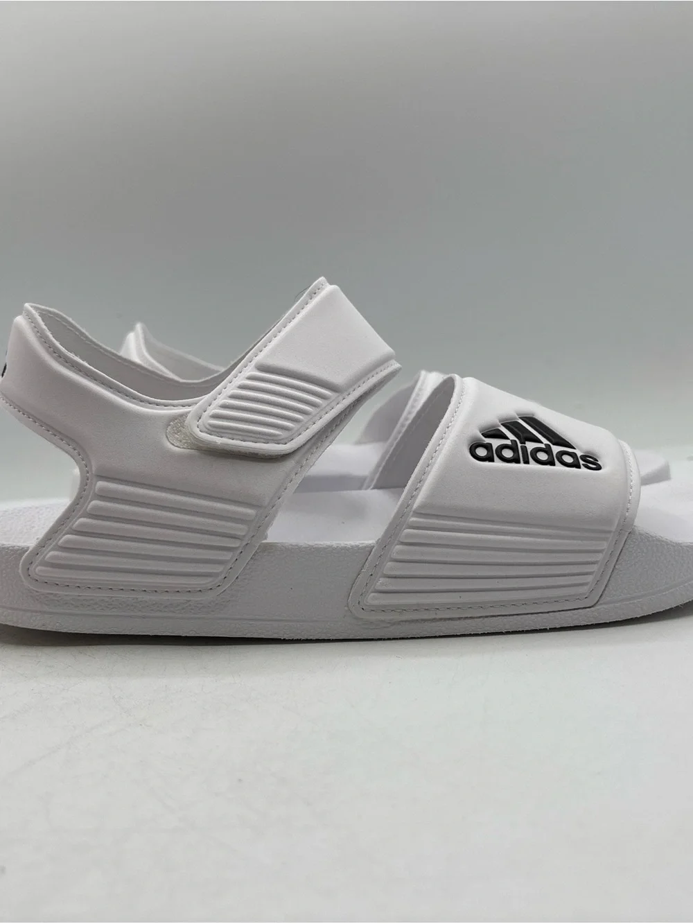 adidas Adilette Sandal K GW0342 Size 6 White Black Adjustable Strap Sport Sandal